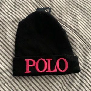 Black And Pink Polo Beanie/Hat